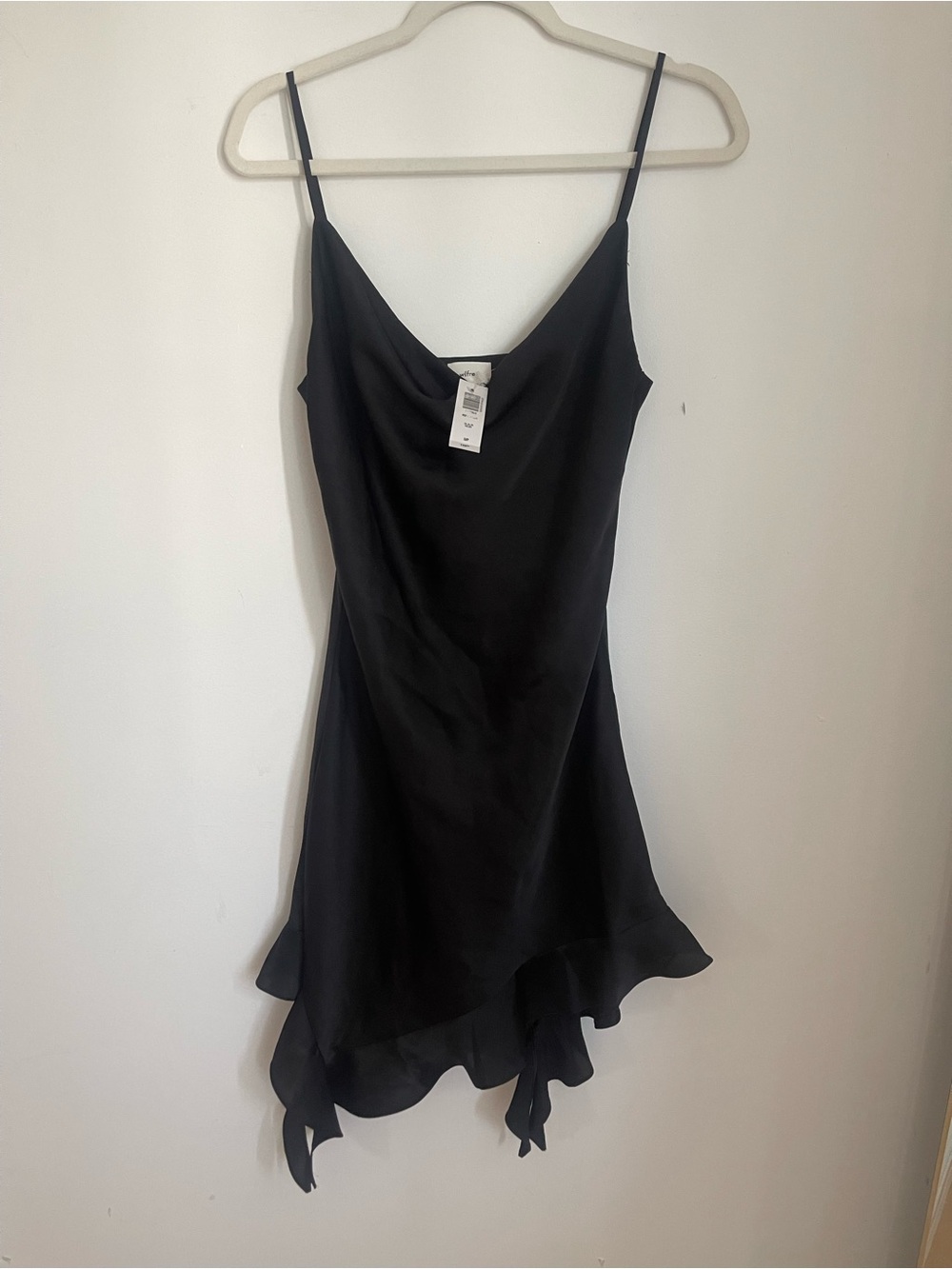 Wilfred Black Cowl Slip Mini Dress with Ruffle Hem - Picture 4 of 4